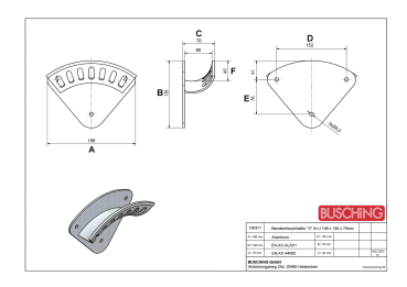 Preview: Busching 100371 Wandschlauchhalter S ALU 188 x 138 x 70mm 