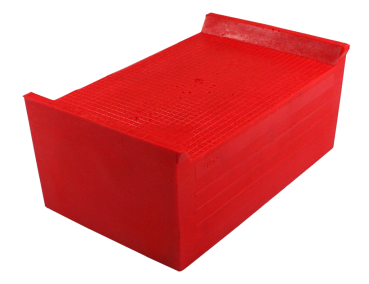 Preview: Busching 100875 Redline Gummiblock für Hebebühnen, 87/100mm mit Holzkern H87/100xB140xL230mm