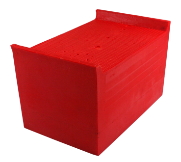 Preview: Busching 100876 Redline Gummiblock für Hebebühnen, 120/135mm mit Holzkern H120/135xB140xL230mm