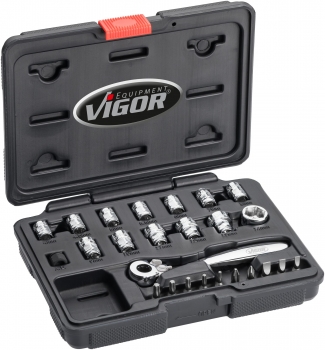 Vigor V5202 1/4 STECKSCHLÜSSEL-SATZ SUPERFLACH